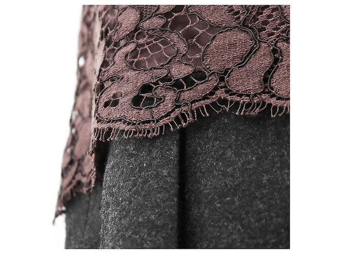 Dolce & Gabbana Dolce&Gabbana Kleid aus Wollmischung mit Spitze Braun Bordeaux - Ansicht 6