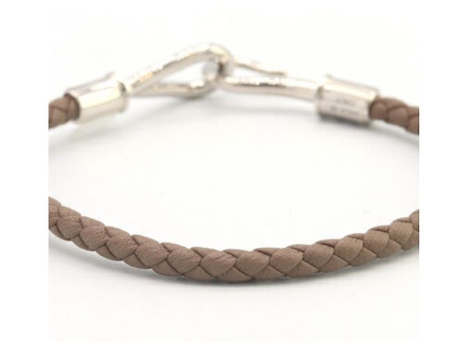 Hermès Bracciale in pelle e metallo Hermes Jumbo H Etoupe Argento Taupe - vista 2