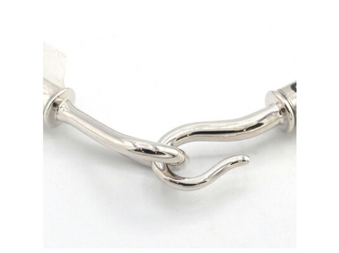 Hermès Bracciale in pelle e metallo Hermes Jumbo H Etoupe Argento Taupe - vista 4