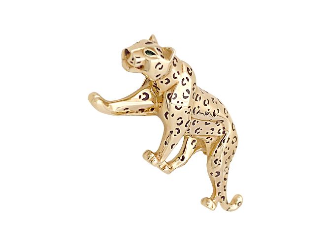 Spilla Cartier, "Pantera", oro giallo, smalto, smeraldi. - vista 2