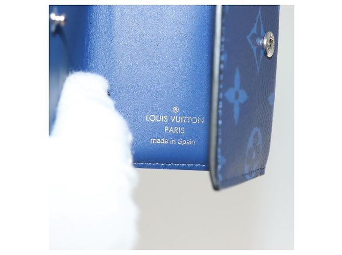 Portefeuille Discovery Louis Vuitton Monogram Taigarama Compact Bleu - vue 6