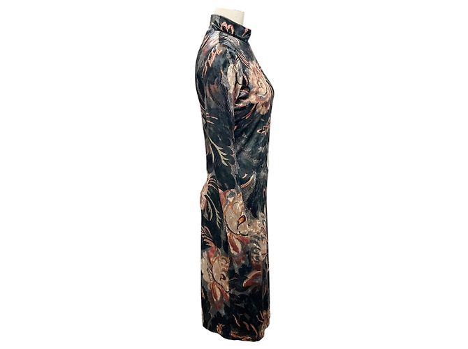 Etro Graue Multi 2024 Floral Bedrucktes Stretch-Chenille-Midikleid Mehrfarben - Ansicht 2