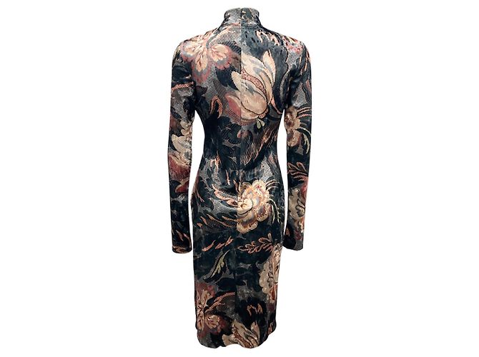 Etro Graue Multi 2024 Floral Bedrucktes Stretch-Chenille-Midikleid Mehrfarben - Ansicht 3