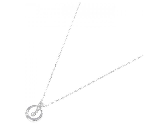 Autre Marque Collana in oro bianco K10 con topazio bianco e diamanti Argento - vista 2
