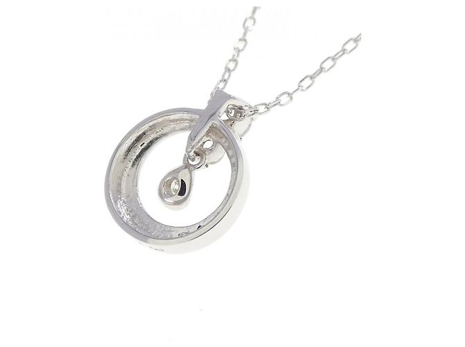 Autre Marque Collana in oro bianco K10 con topazio bianco e diamanti Argento - vista 4
