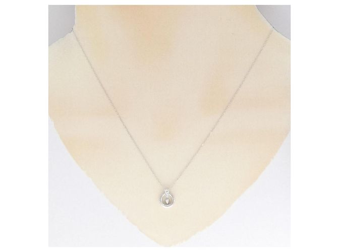 Autre Marque Collana in oro bianco K10 con topazio bianco e diamanti Argento - vista 6