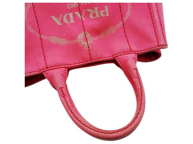 Prada Canapa Mini Tote aus Canvas in Pink - Ansicht 10