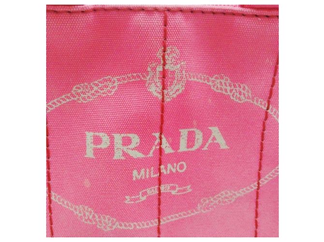 Prada Canapa Mini Tote aus Canvas in Pink - Ansicht 11