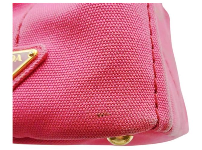 Prada Canapa Mini Tote aus Canvas in Pink - Ansicht 12
