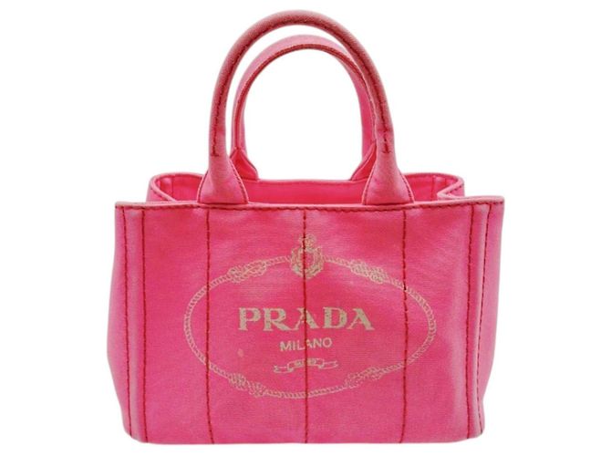 Prada Canapa Mini Tote aus Canvas in Pink - Ansicht 2