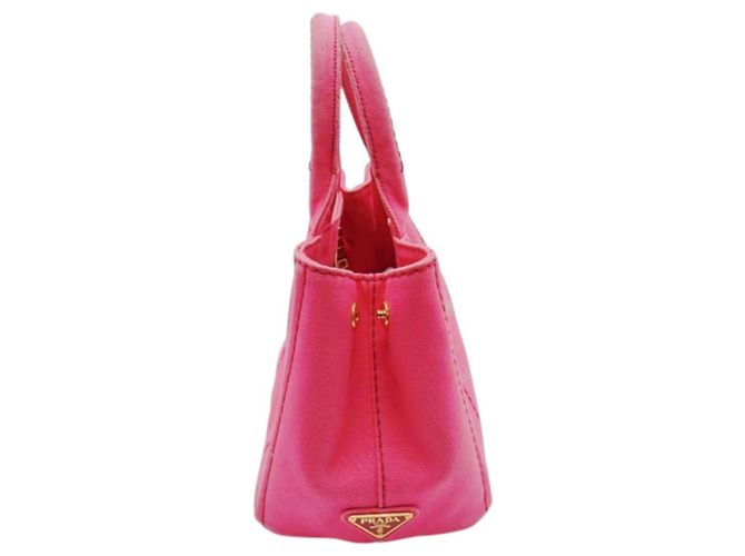 Prada Canapa Mini Tote aus Canvas in Pink - Ansicht 4