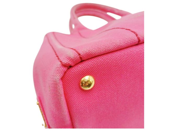 Prada Canapa Mini Tote aus Canvas in Pink - Ansicht 6