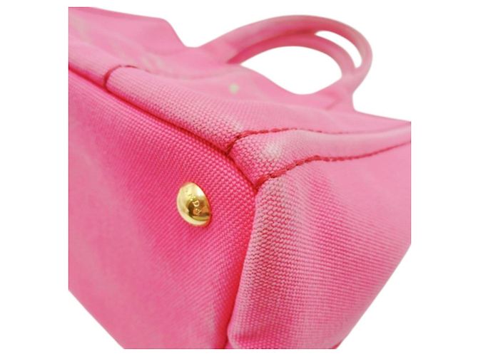 Prada Canapa Mini Tote aus Canvas in Pink - Ansicht 7