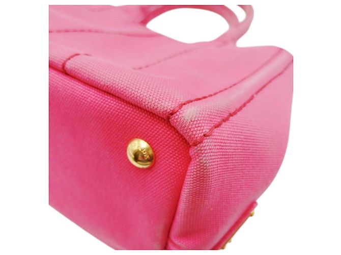 Prada Canapa Mini Tote aus Canvas in Pink - Ansicht 8