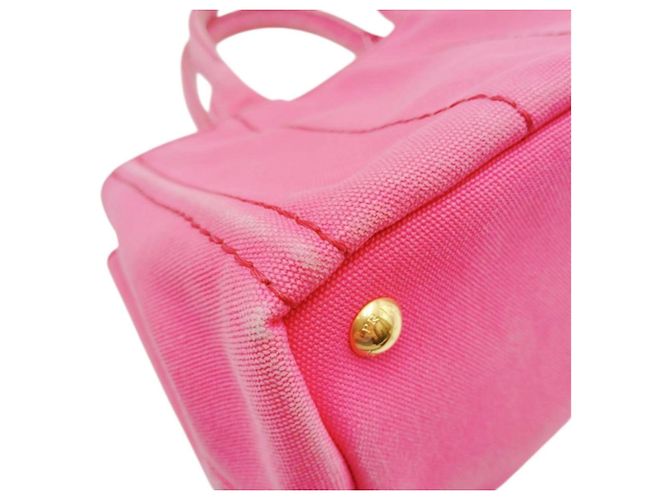 Prada Canapa Mini Tote aus Canvas in Pink - Ansicht 9