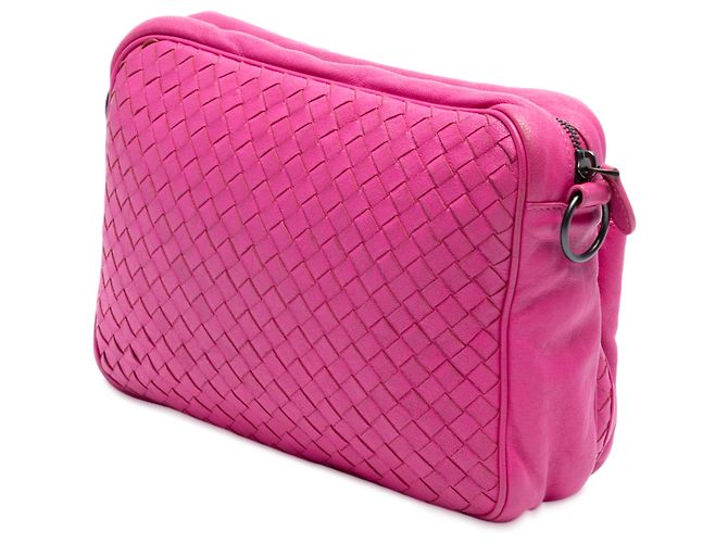 Borsa a tracolla Bottega Veneta in nappa rosa Intrecciato con tasca frontale - vista 2