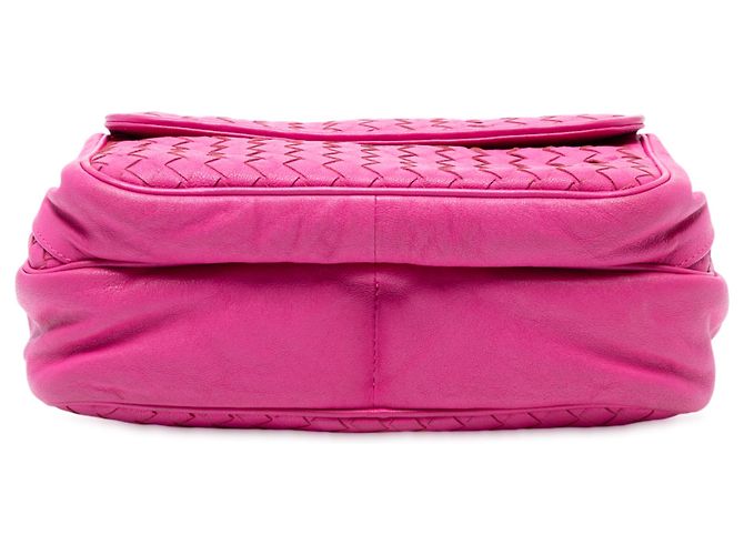 Borsa a tracolla Bottega Veneta in nappa rosa Intrecciato con tasca frontale - vista 3
