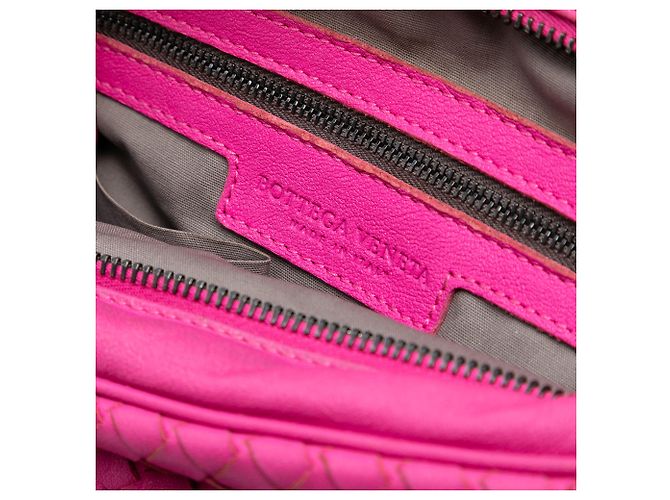 Borsa a tracolla Bottega Veneta in nappa rosa Intrecciato con tasca frontale - vista 5