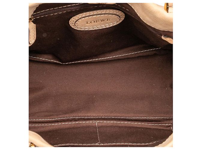 Borsa a spalla in nubuck marrone Anagram Madrid con frange LOEWE Beige - vista 4