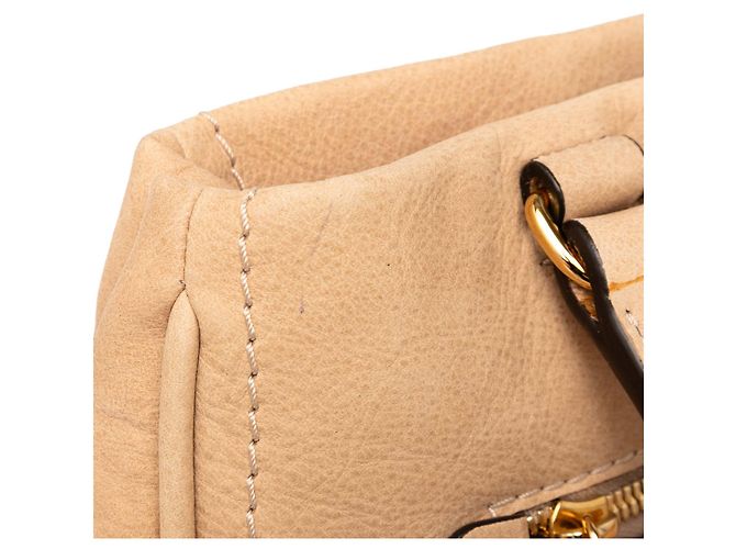 Borsa a spalla in nubuck marrone Anagram Madrid con frange LOEWE Beige - vista 7