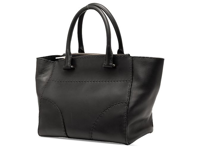 Sac à main Prada en cuir de veau noir, petit modèle, avec poches jumelles cousues. - vue 2