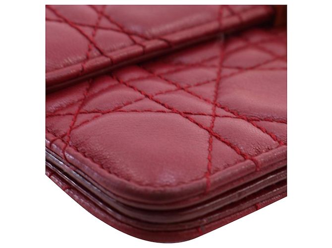 Clutch da polso DiorAddict in agnello rosso Cannage - vista 12