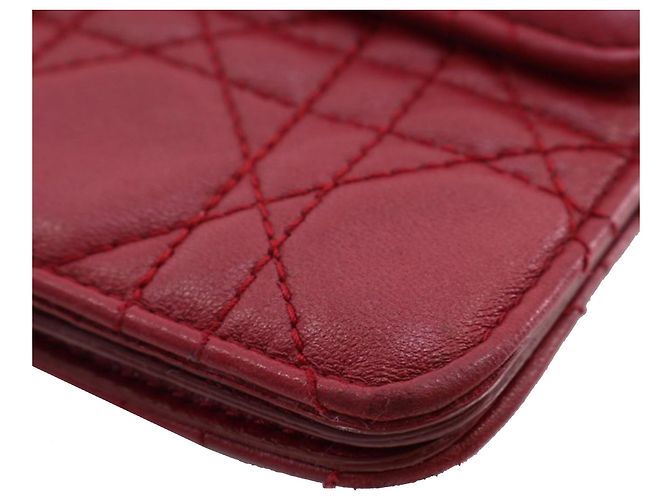 Clutch da polso DiorAddict in agnello rosso Cannage - vista 13