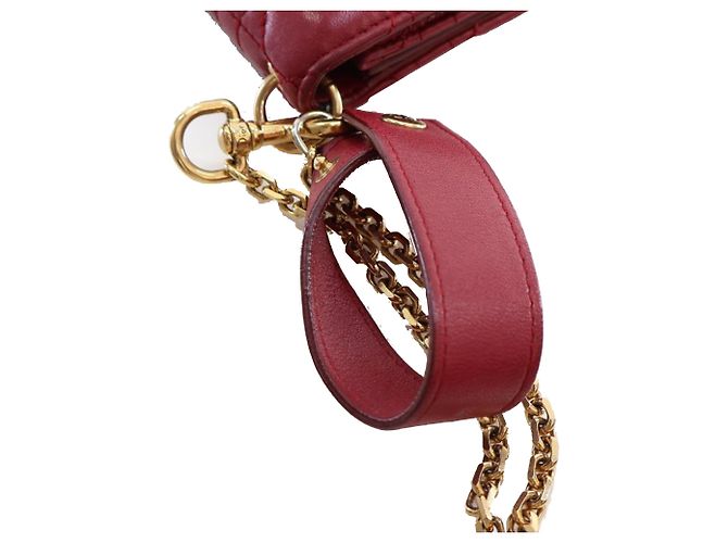 Clutch da polso DiorAddict in agnello rosso Cannage - vista 14
