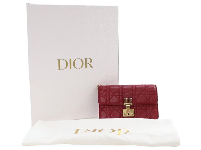 Clutch da polso DiorAddict in agnello rosso Cannage - vista 15