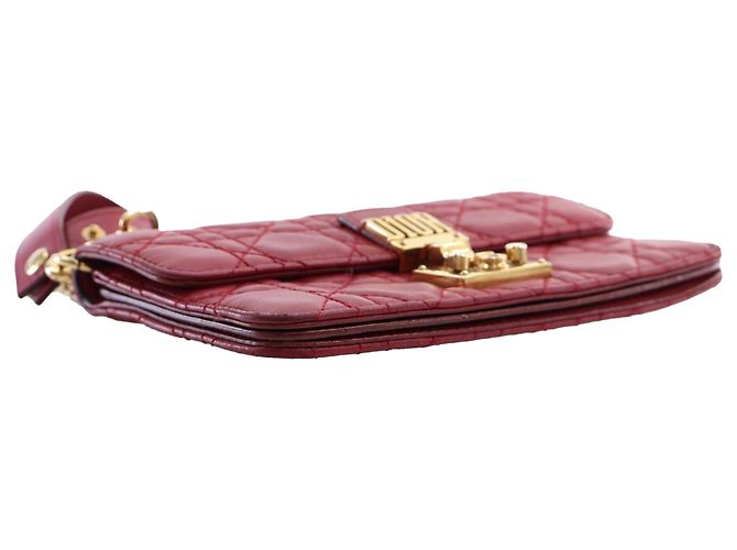 Clutch da polso DiorAddict in agnello rosso Cannage - vista 5