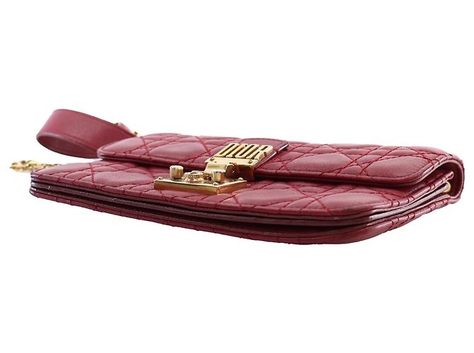Clutch da polso DiorAddict in agnello rosso Cannage - vista 6
