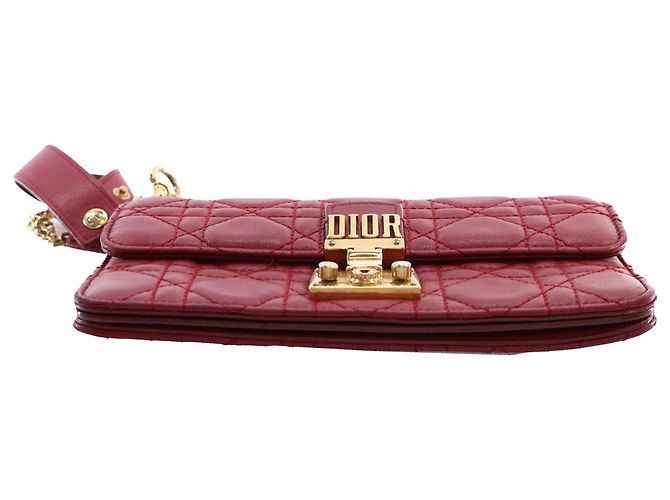 Clutch da polso DiorAddict in agnello rosso Cannage - vista 7