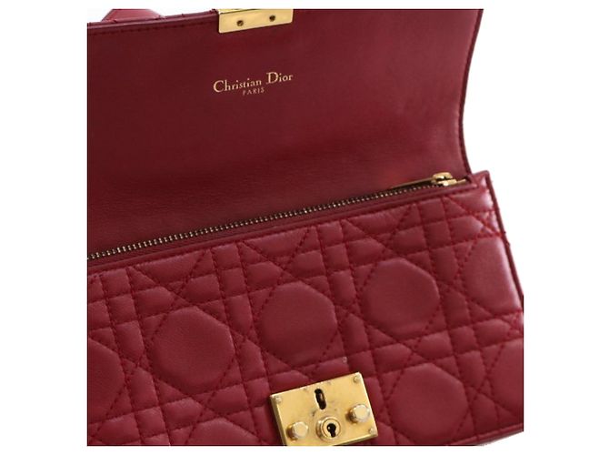 Clutch da polso DiorAddict in agnello rosso Cannage - vista 9