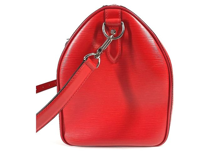 Borsa da viaggio Keepall Bandoulière 45 in pelle Epi Louis Vuitton Bianco Rosso - vista 3