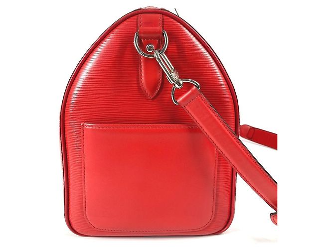 Borsa da viaggio Keepall Bandoulière 45 in pelle Epi Louis Vuitton Bianco Rosso - vista 4