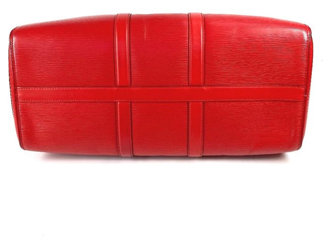 Borsa da viaggio Keepall Bandoulière 45 in pelle Epi Louis Vuitton Bianco Rosso - vista 6