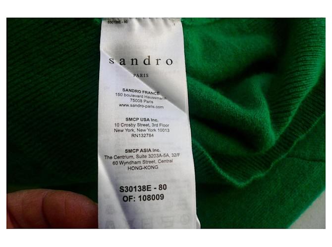 SANDRO grüner V-Ausschnitt Pullover Größe 40 in fast neuem Zustand - Ansicht 7