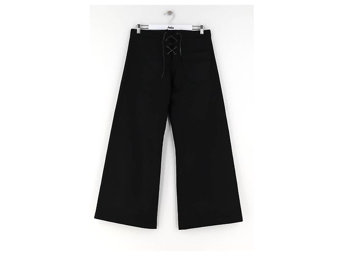 Jean Paul Gaultier Calça larga de lã preta Preto - vista 4