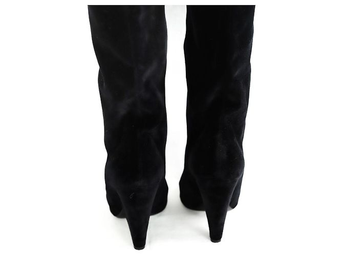 Saint Laurent Schwarze Samtstiefel - Ansicht 2