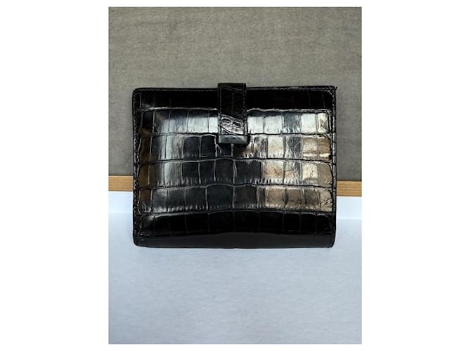 Hermès Bearn Alligator Kompaktgeldbörse Schwarz - Ansicht 2