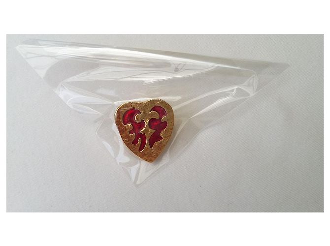Yves Saint Laurent Arty Spilla a Cuore Rossa Oro Rosso D'oro Gold hardware - vista 11