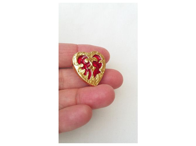Yves Saint Laurent Arty Spilla a Cuore Rossa Oro Rosso D'oro Gold hardware - vista 5