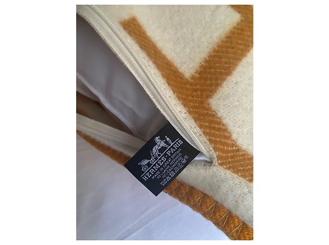 Almofada Hermès Avalon Vibration Lã Mel 50x50cm - vista 4