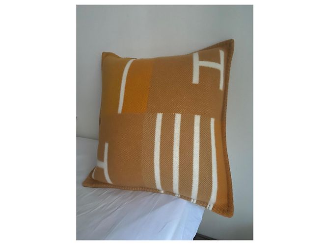 Almofada Hermès Avalon Vibration Lã Mel 50x50cm - vista 6