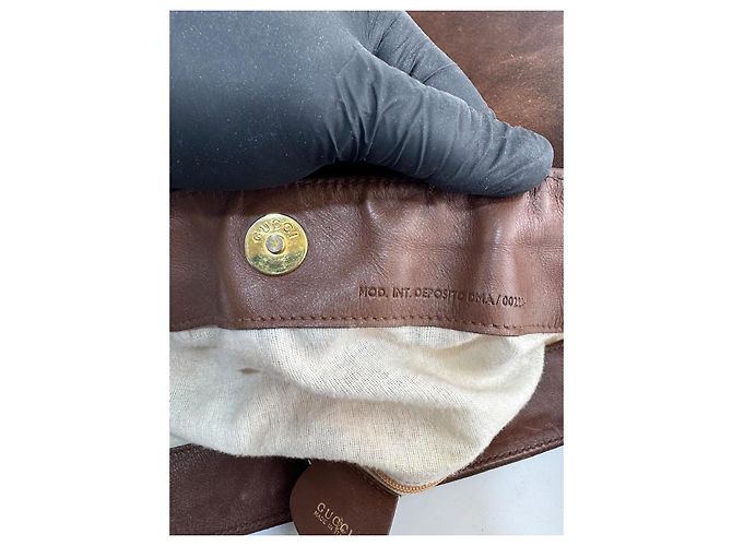 Borsa a spalla Gucci in pelle / camoscio marrone 284 - vista 13