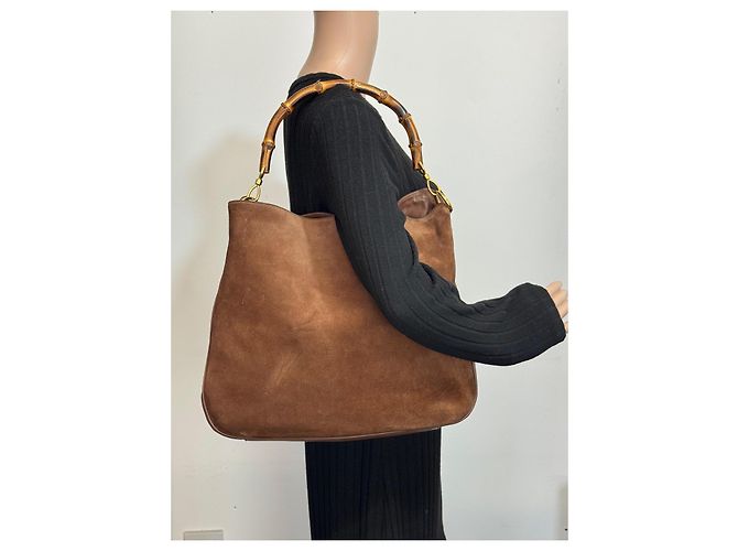 Borsa a spalla Gucci in pelle / camoscio marrone 284 - vista 8