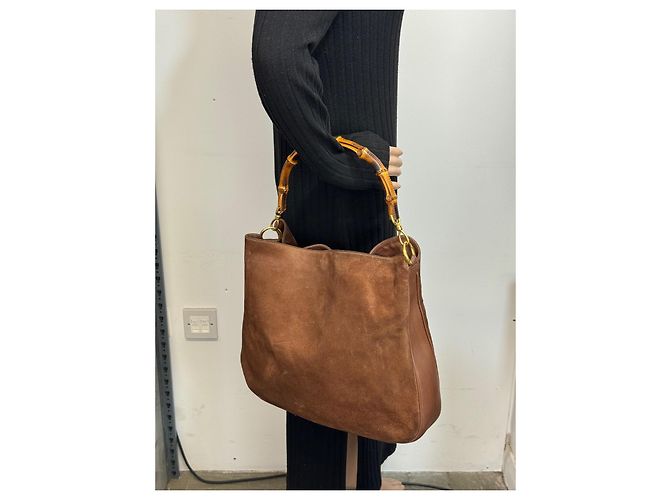 Borsa a spalla Gucci in pelle / camoscio marrone 284 - vista 9