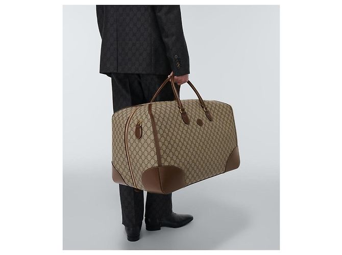 Gucci Borsa da Viaggio GG Supreme Beige - vista 12