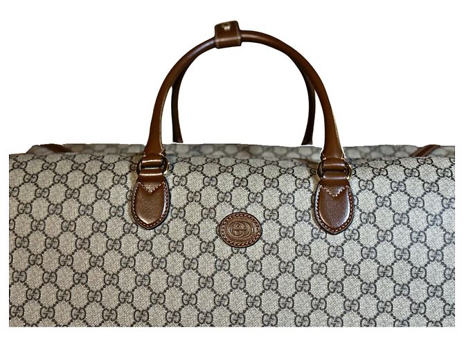 Gucci Borsa da Viaggio GG Supreme Beige - vista 8