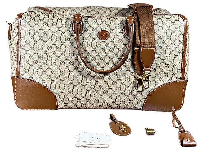 Gucci Borsa da Viaggio GG Supreme Beige - vista 9